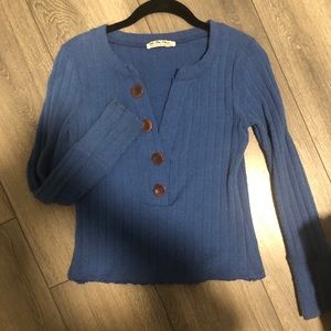 Free people long sleeve, v neck, with buttons